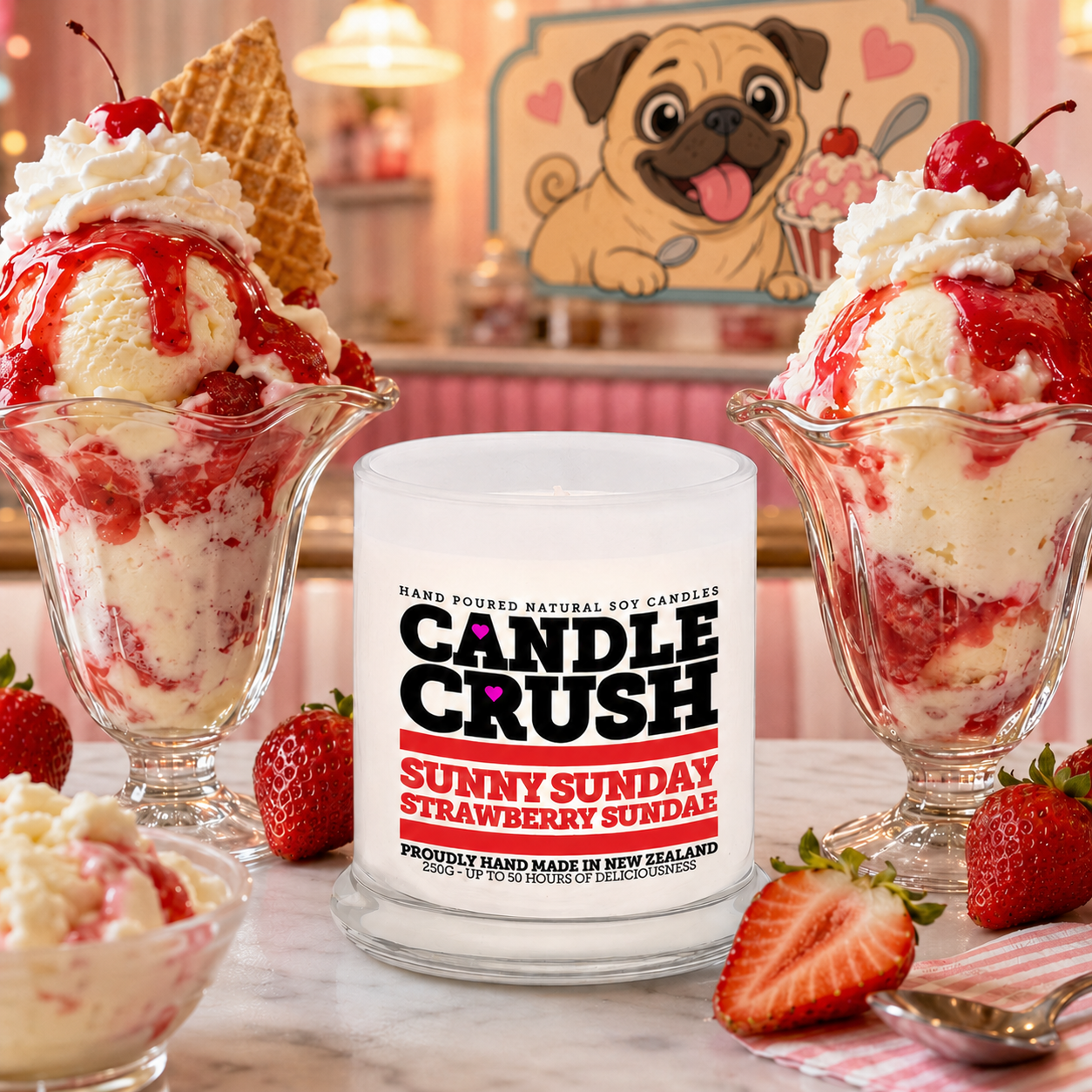 Sunny Sunday Strawberry Sundae Scented Candle